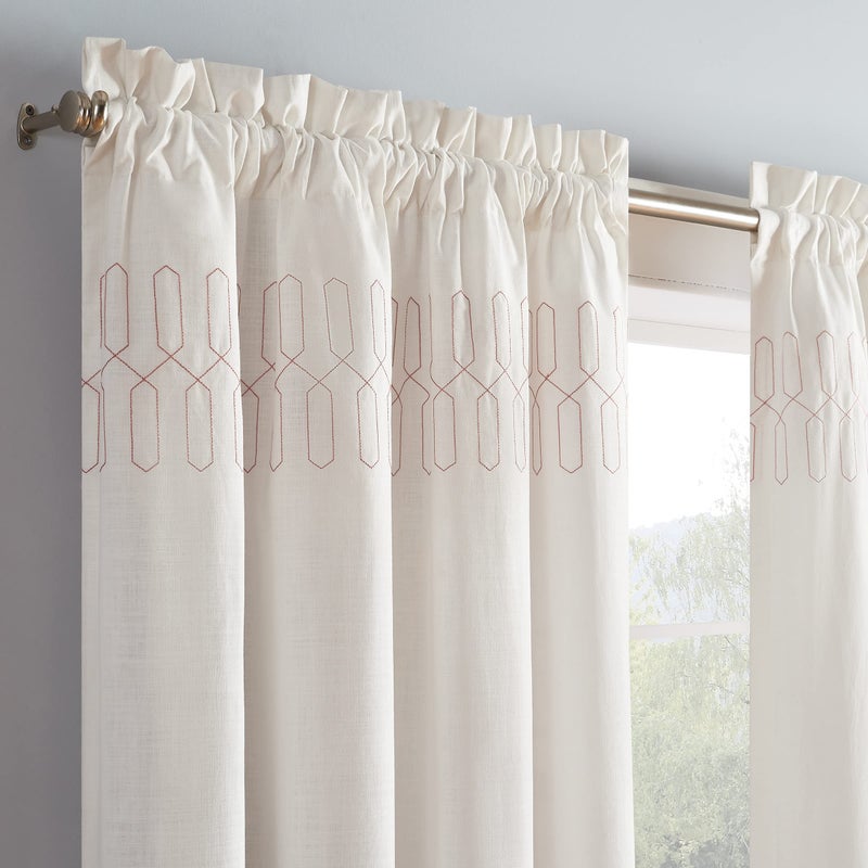 VUE Arashi Modern Boho Decorative Ombre Rod Pocket Window Curtain for Living Room (1 Panel), 52 in x 84 in, Melon - Image 3