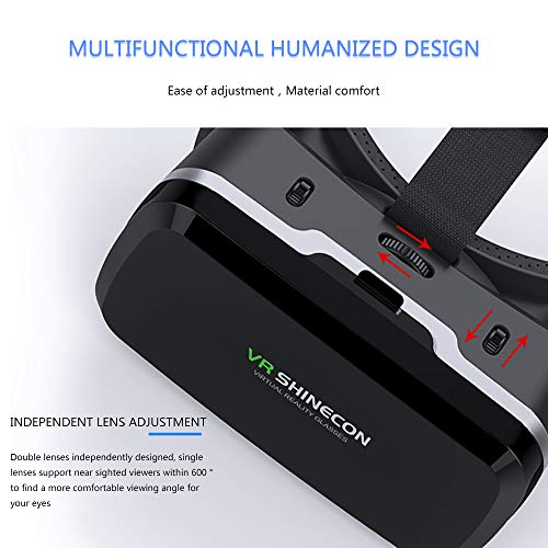 VR SHINECON HD Virtual Reality Headset w/Controller/Gamepad,VR Headsets for iPhone/Android,3D VR Glasses for TV, Movies & Video Games-VR Goggles Compatible with iOS, Android Phones - Image 5