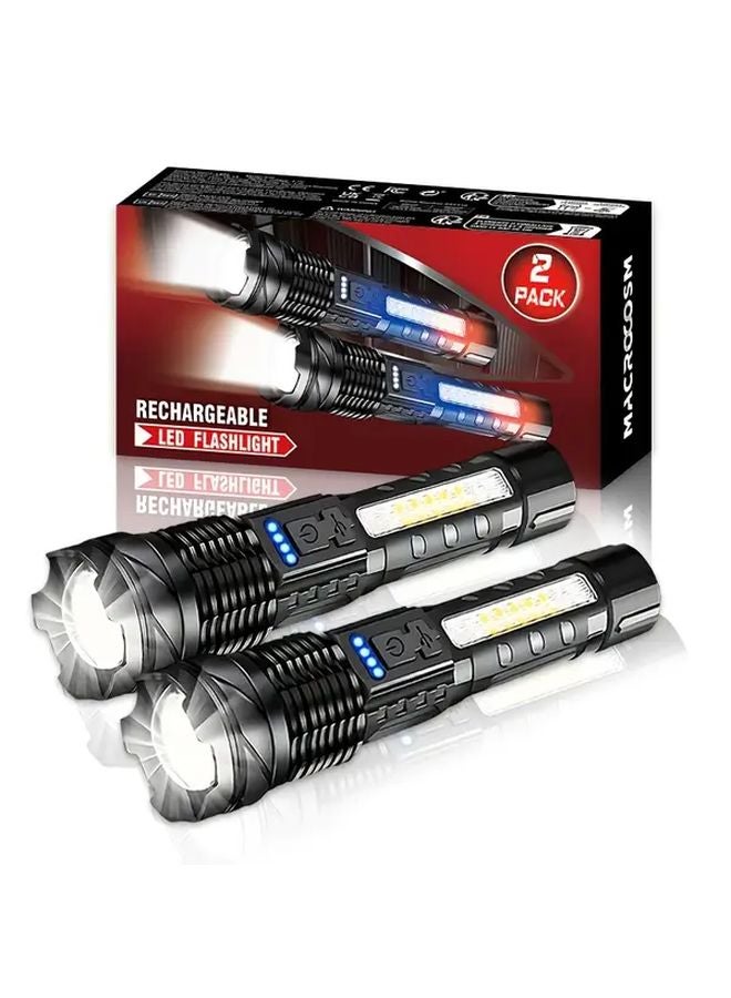 2pcs Rechargeable LED Flashlight COB Floodlight Portable ABS Work Light - Image 1