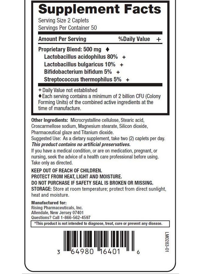 Rising Pharma - Risa-Bid Caplets - Probiotic Dietary Supplements - 100 caplets - Image 3