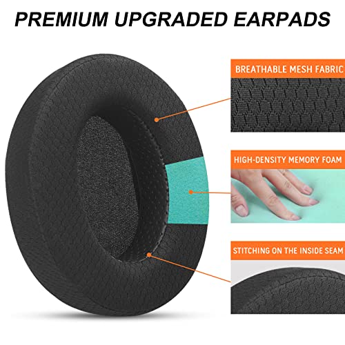 G GVOEARS Upgraded Replacement Earpads Cushions for HyperX Cloud/Alpha, Audio Technica M50X/M40X, Turtle Beach Stealth 400/600 & More - Ear Pads with Breathable Mesh Fabric/Added Thickness/Memory Foam - Image 3