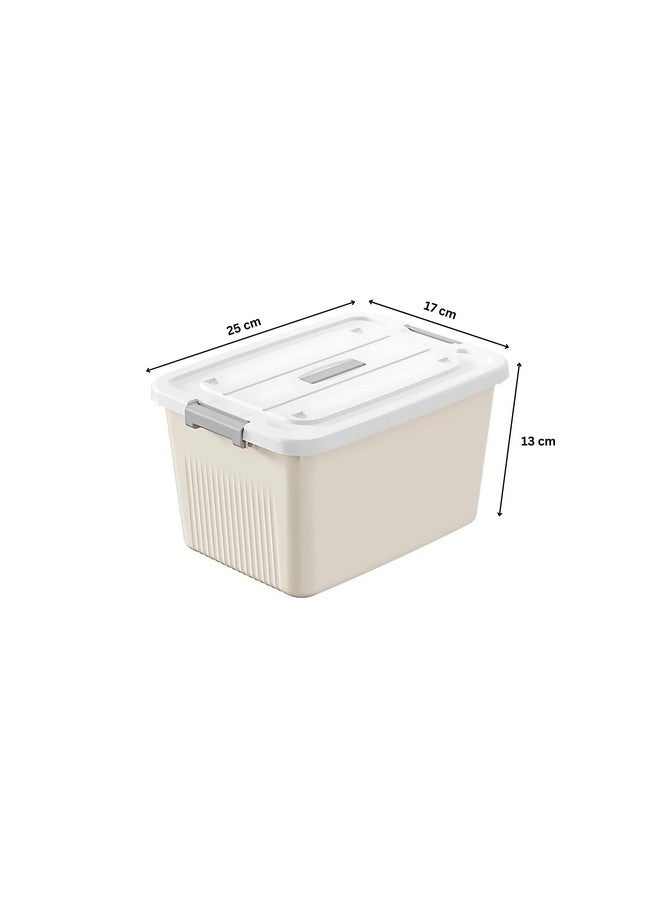 HoopVool Plastic Storage Bin with Locking Lid, Sturdy and Versatile Home Organizer, Available in Multiple Color And Size. (CREAM, PACK OF - 2, SMALL - 11.8 X 7 X 4.3 INCH) - Image 2
