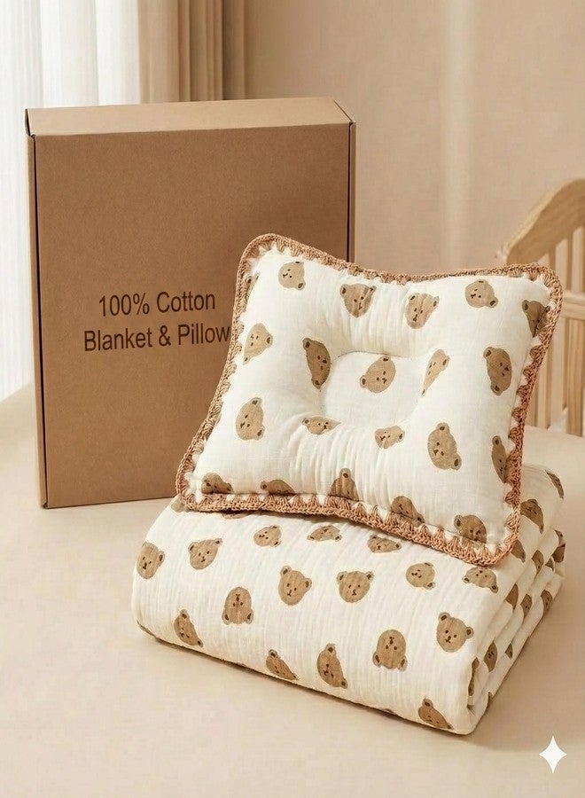 MINI MAVIN Milestone Blanket for Baby | Super Soft Polar Fleece Thin AC Blanket | Newborn Baby Gift Set | Swaddle wrap | Pram Cover | 9 Milestone Cards ((Giftset_Pillow+Blanket)) - Image 1