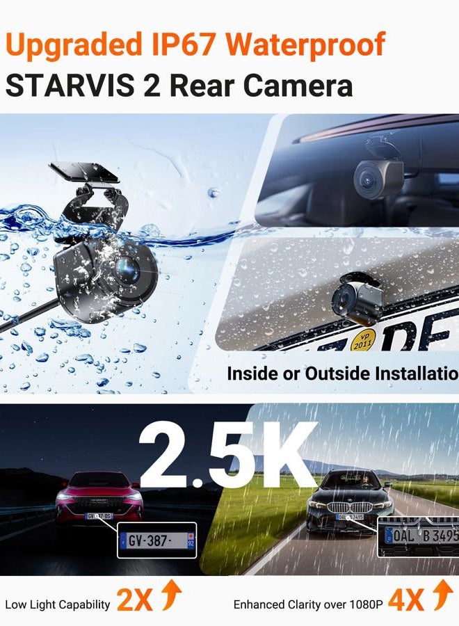 Vantrue N4 Pro S 4K 3 Channel Dash Cam w/Triple STARVIS 2, 4K+1080P+2.5K Front Inside Rear Dash Camera, HDR IR Night Vision, Voice Control, 24/7 Parking Mode, GPS, Wi-Fi, Support 1TB - Image 4