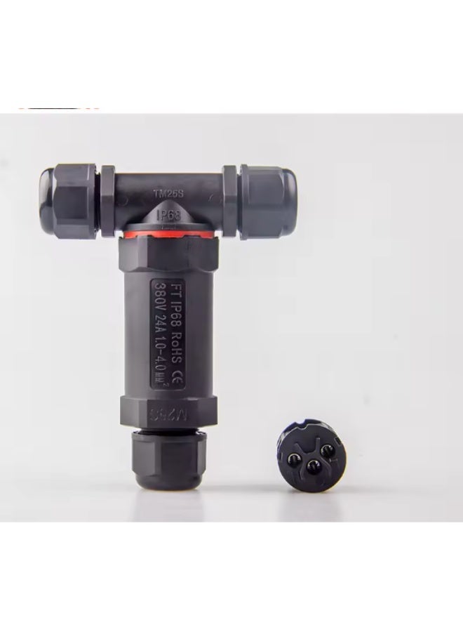 2X Waterproof Power Cable Connector Joint Submersible Water Pond 3 Core CE / IP68 112mm T-Connector - Image 1