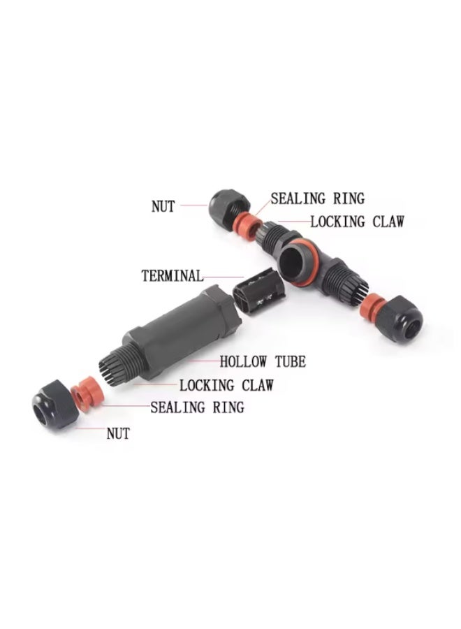 2X Waterproof Power Cable Connector Joint Submersible Water Pond 3 Core CE / IP68 112mm T-Connector - Image 2