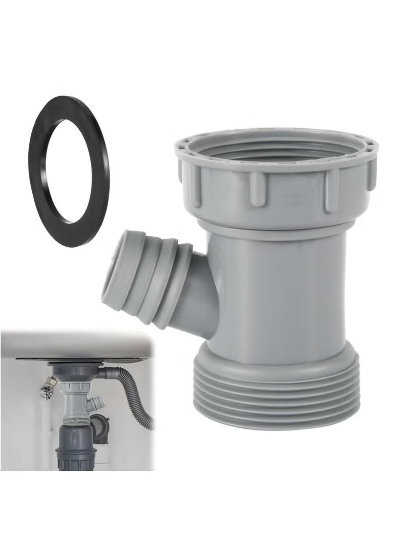 Kitchen Sink Drain Pipe Adapter, Y-Shaped Flex Hose Connector with Gaskets for Dishwasher Tailpiece, Gray  - Image 1