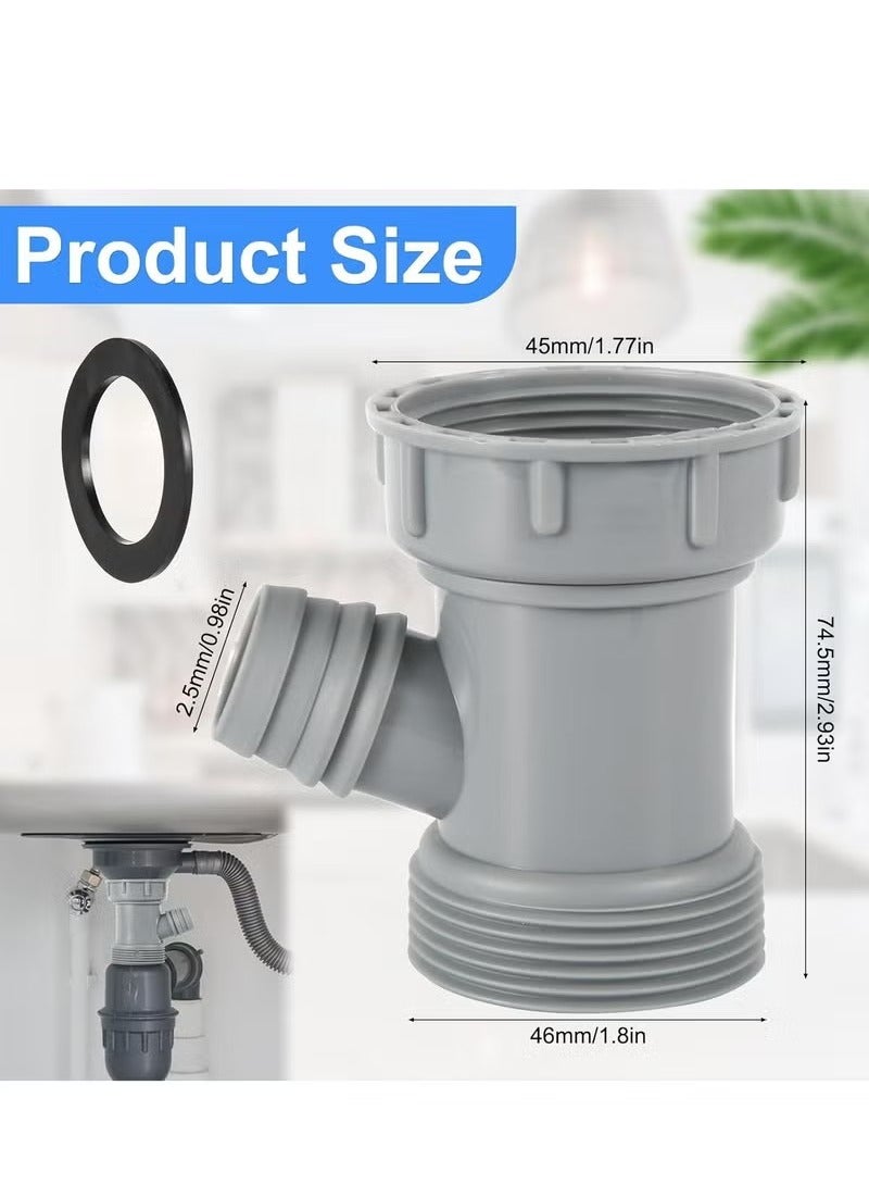 Kitchen Sink Drain Pipe Adapter, Y-Shaped Flex Hose Connector with Gaskets for Dishwasher Tailpiece, Gray  - Image 2