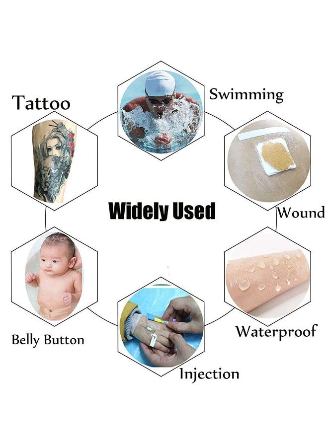 ضمادة مقاومة للماء، أغطية ندبات الاستحمام، رقع واقية، رقعة استحمام مقاومة للماء، شريط لاصق شفاف قوي، ضمادة مرنة شفافة، ضمادات واقية لشفاء الجلد الثاني، شريط مرن مضاد للبكتيريا للجروح، ضمادات لاصقة واقية للوشم للسباحة والاستحمام. - Image 3