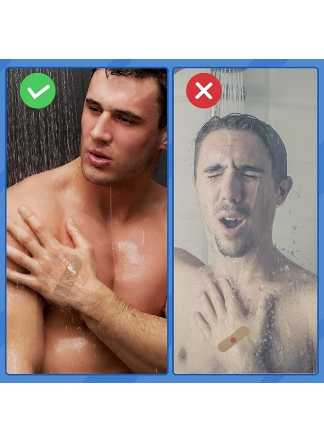 ضمادة مقاومة للماء، أغطية ندبات الاستحمام، رقع واقية، رقعة استحمام مقاومة للماء، شريط لاصق شفاف قوي، ضمادة مرنة شفافة، ضمادات واقية لشفاء الجلد الثاني، شريط مرن مضاد للبكتيريا للجروح، ضمادات لاصقة واقية للوشم للسباحة والاستحمام. - Image 4