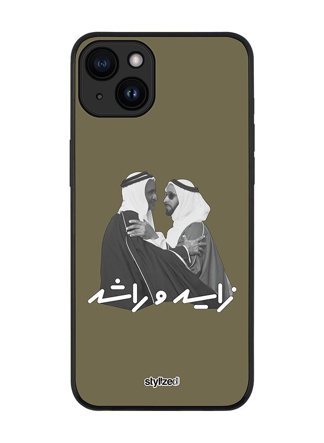 Stylizedd Cover for iPhone 15 Plus Case, Rugged Black Slim fit Soft Flexible Anti Drop TPU Gel Thin Protective Phone Cases- Sheikh Zayed And Sheikh Rashid, Crocodile Green - Image 1