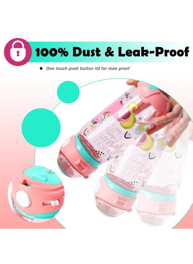 YOYTOO Kids Water Bottle with Straw & Strap for School Kids Girls Boys, 22oz BPA Free Child Drinking Water Bottle One-Click-Open Leak-Proof Locking Flip Lid for Back to School Sport Travel - Image 4