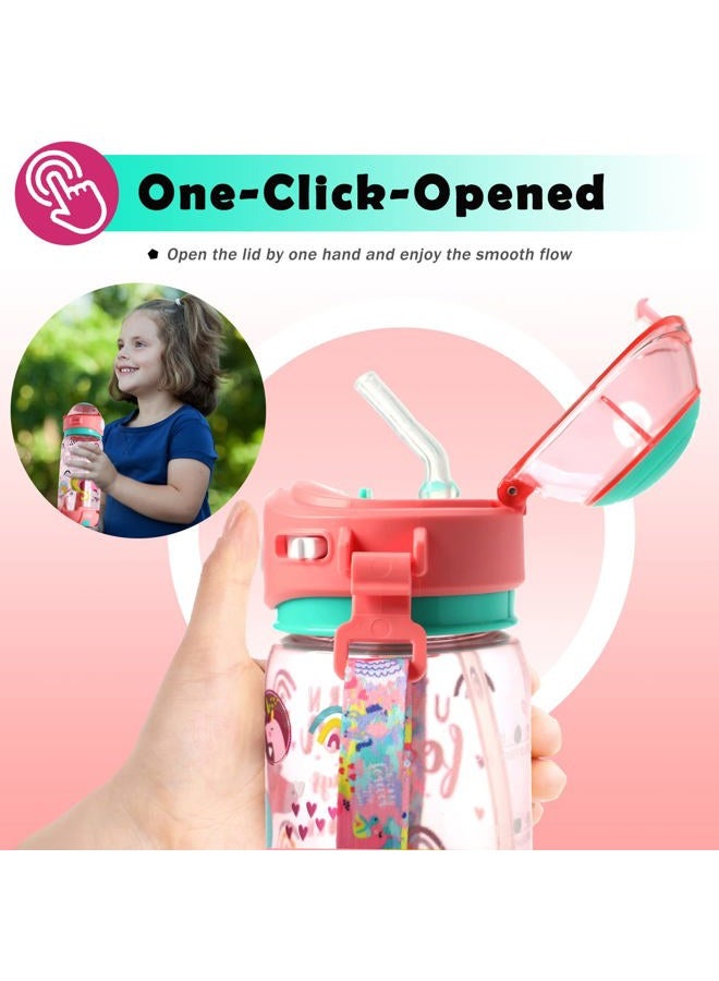 YOYTOO Kids Water Bottle with Straw & Strap for School Kids Girls Boys, 22oz BPA Free Child Drinking Water Bottle One-Click-Open Leak-Proof Locking Flip Lid for Back to School Sport Travel - Image 3