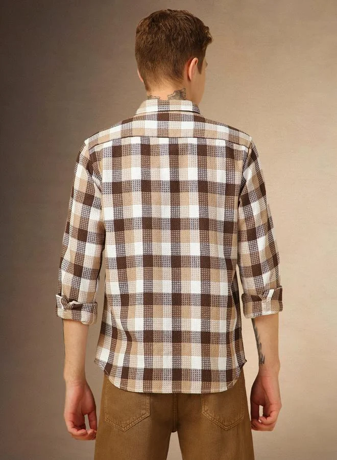 Dennis Lingo Men's Multicolour Polyester Blend Solid Textured Relaxed Shirt