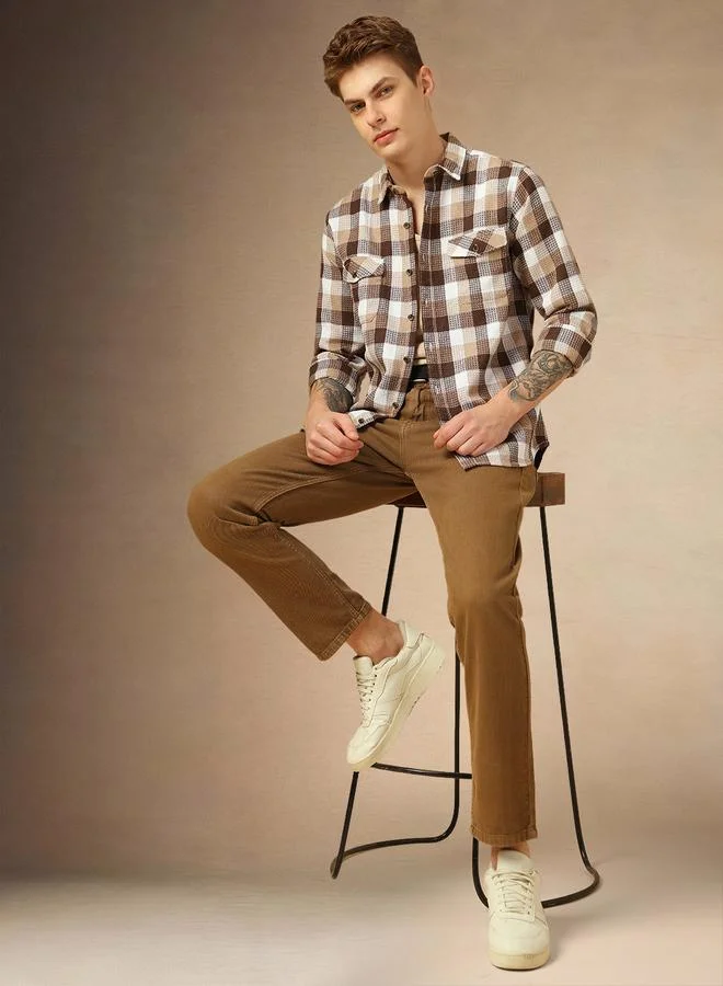 Dennis Lingo Men's Multicolour Polyester Blend Solid Textured Relaxed Shirt