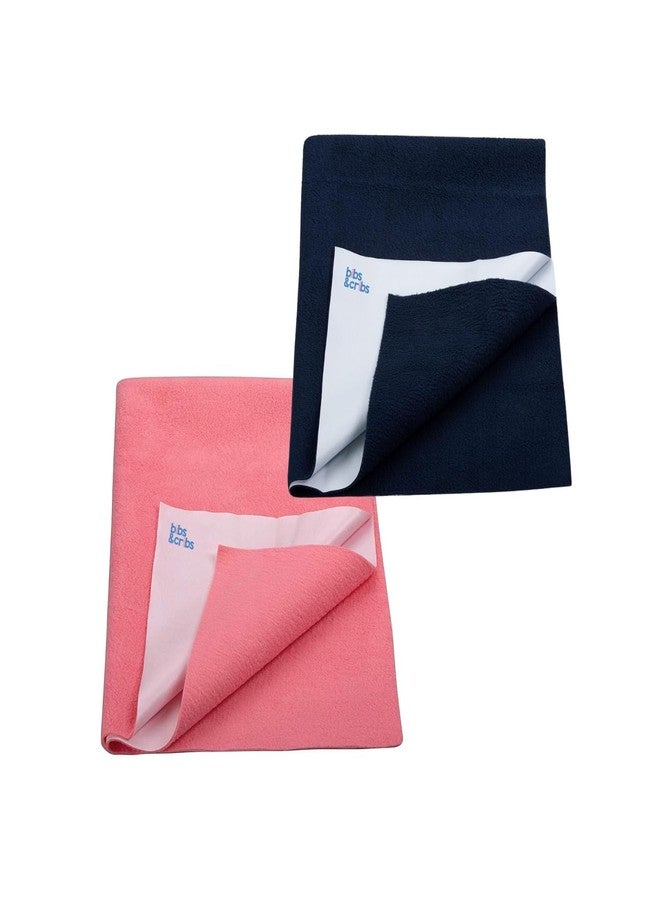 Bibs & cribs Bibs&cribs Quick Dry Sheet for New Born Baby, Navy Blue Large & Pink Medium Combo Pack | Waterproof Bed Pad with Anti-Pilling Fleece, Washable Dry Sheet for Baby Urine Mat - Image 1