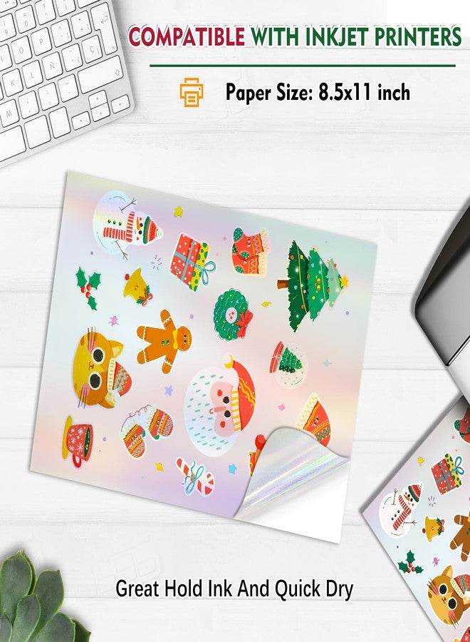 Aevdor 30 Sheets Premium Holographic Printable Vinyl Sticker Paper for Inkjet Printer, 8.5x11" Holographic Printer Paper Waterproof, Dries Quickly, Vivid Colors, Tear Resistant, Great for Cutting Machines - Image 2