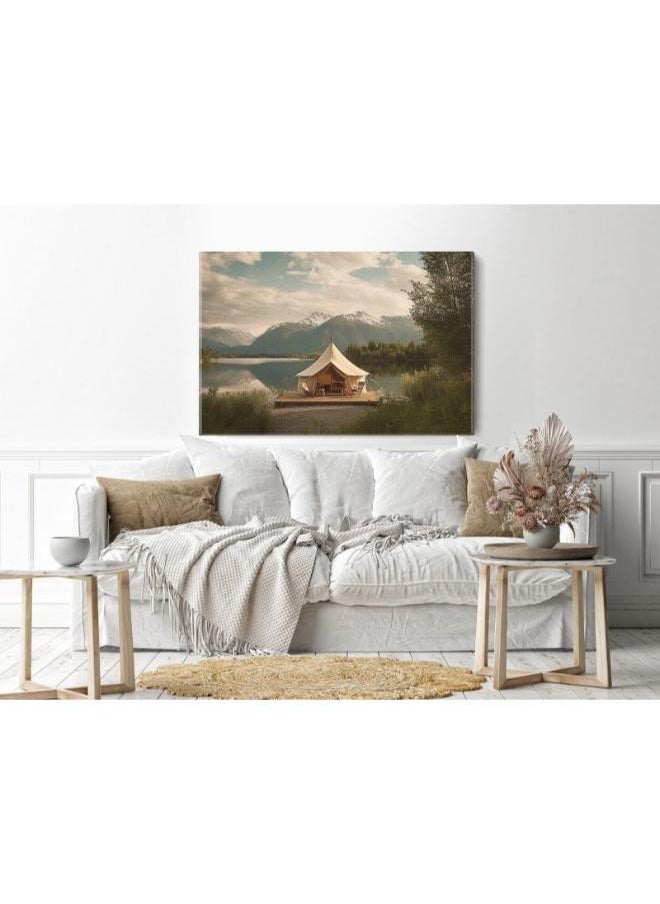 Printed canvas wall art - luxurious glamping site with stunning lake mountain - pzsku/Z0833E79BE55141C9F784Z/45/_/1728044907/af119661-c9d7-4d5f-9c2c-bd0c569c4bc5
