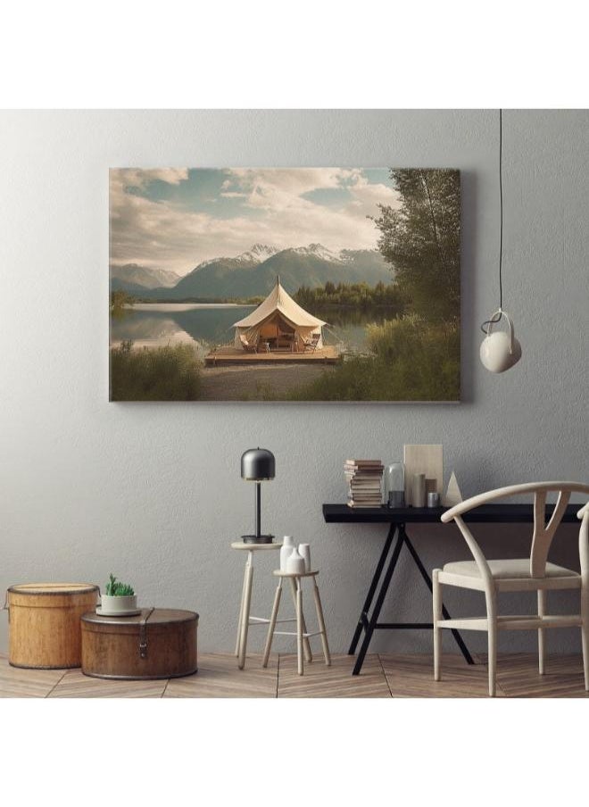 Printed canvas wall art - luxurious glamping site with stunning lake mountain - pzsku/Z0833E79BE55141C9F784Z/45/_/1728044915/dc7cd583-1fac-4903-8576-9770358c1fcf