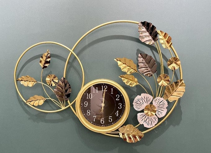 LIGHT LUXURY WROUGHT IRONINTERIOR BEDROOM & LIVING ROOM WALL CLOCK METAL WALL ART 3D DECORATION HOME (PK-24)