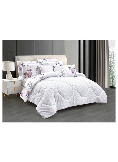 Horse comforter set with durable and soft fabric two sides with a floral pattern 4 pieces single size