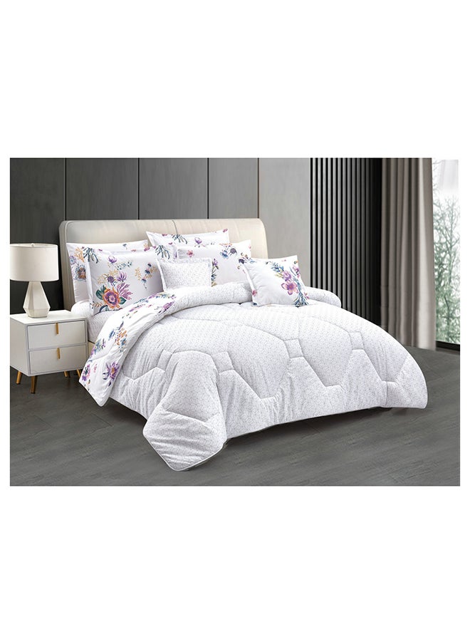 Horse comforter set with durable and soft fabric two sides with a floral pattern 4 pieces single size
