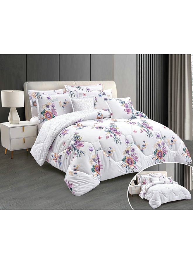 Horse comforter set with durable and soft fabric two sides with a floral pattern 4 pieces single size