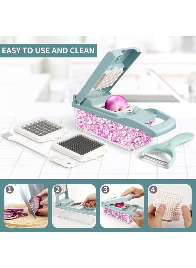 senbowe Ultra-Sharp 420-Grade Hardened Stainless Steel Onion Vegetable Chopper Dicer, 8 Interchangeable Blades, Includes Egg White Separator, Time Saver, 1 Year Warranty - Image 5