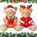 Harrycle 2 Pcs Christmas Bear Plush Animal Toys 10 Inch Cute Santa Hat Stuffed Red Vest Bear Dolls Gifts for Girls Women Xmas Holiday Birthday Party Decoration - Image 2