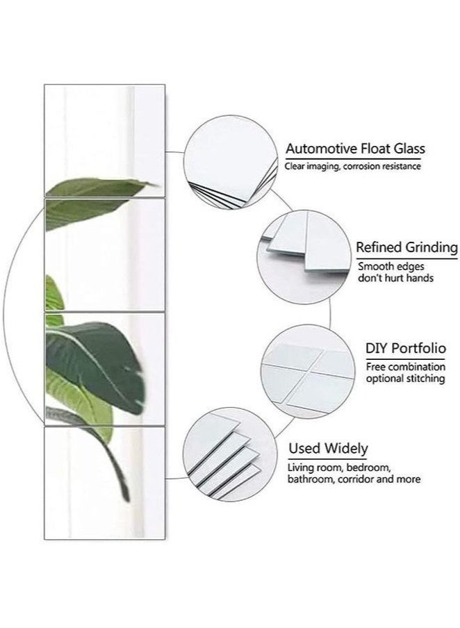كيلا مرآة حائط كاملة الطول، 4 قطع من ملصقات مرآة الحائط بدون إطار ذاتية اللصق عالية الدقة لتزيين الحائط في غرفة المعيشة وغرفة النوم - Image 3