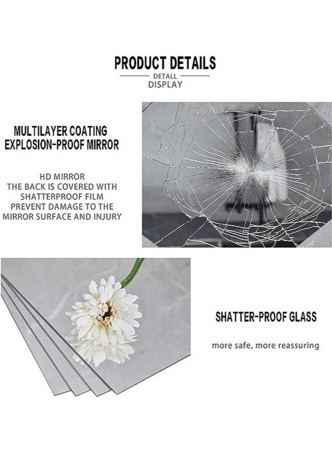 كيلا مرآة حائط كاملة الطول، 4 قطع من ملصقات مرآة الحائط بدون إطار ذاتية اللصق عالية الدقة لتزيين الحائط في غرفة المعيشة وغرفة النوم - Image 4