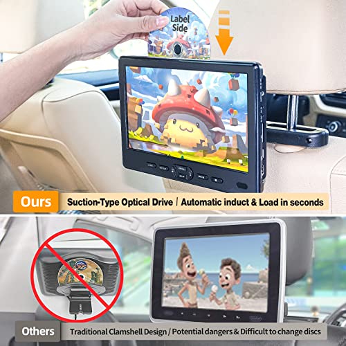 DESOBRY 105 Car DVD Player with Headrest Mount Portable DVD Player for Car with Headphone SuctionType Disc inSupport 1080P VideoHDMI InputUSBSD Card ReaderAV inOutLast MemoryRegion Free - Image 3