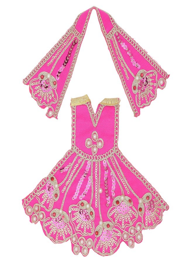 Aditri Creation Set of 2 Durga Devi MATA Dress poshak vastra Cloth lehanga Chunari for God Idol Statue for Home Temple Pooja Item Indian Traditional Festival Navratri Special Dress(Size:-3")(Orange and Pink) - Image 3