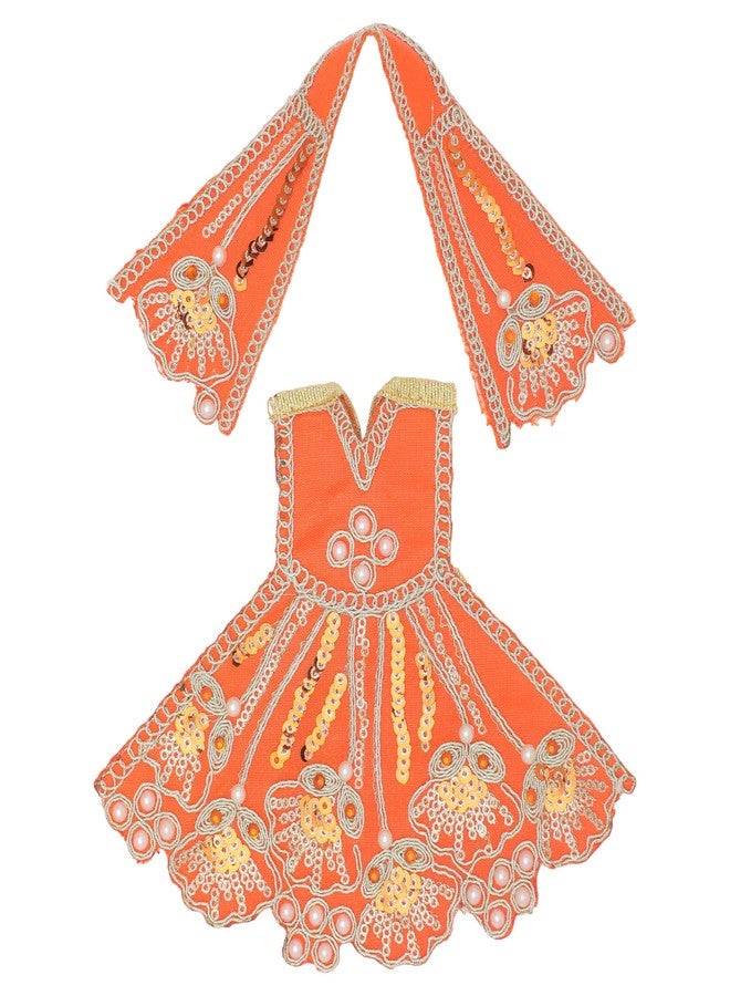 Aditri Creation Set of 2 Durga Devi MATA Dress poshak vastra Cloth lehanga Chunari for God Idol Statue for Home Temple Pooja Item Indian Traditional Festival Navratri Special Dress(Size:-3")(Orange and Pink) - Image 2