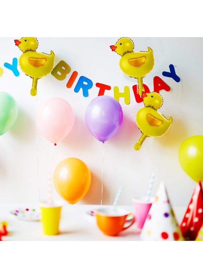 Gejoy 16 Pieces Mini Duck Foil Balloons Farm Animal Foil Balloon with 2 Rolls Gold Ribbons for Birthday Baby Shower Party Decoration - Image 4