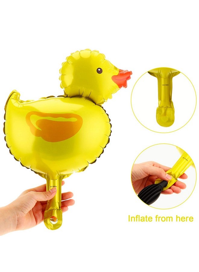 Gejoy 16 Pieces Mini Duck Foil Balloons Farm Animal Foil Balloon with 2 Rolls Gold Ribbons for Birthday Baby Shower Party Decoration - Image 3