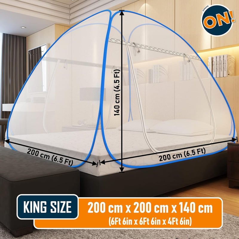 KOLAR Supreme On Double Bed Mosquito Net, King-Size (6.5 Feet X 6.5 Feet) Premium Machardani, Strong and Durable, 30 GSM, Tent Type, Foldable, Corrosion Resistant-Parent (King Bed, Blue) - Image 2