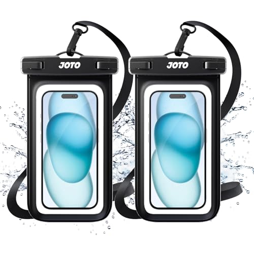 JOTO 2 Pack Universal Waterproof Phone Case for iPhone 17 Air 16 15 14 13 12 11 Plus Pro Max, IPX8 Cellphone Dry Bag XR X SE, Galaxy S23 S22 S21 S20+ S20 S10 Plus Note, Pixel up to 7" -Black - Image 1