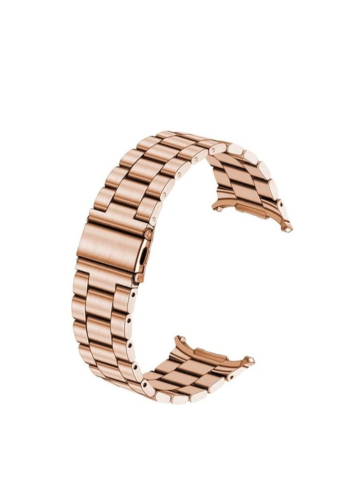 Solid Metal Watch Band for Watch 8/SE ,42/44/45/46/49mm Bands, Classical Stainless Steel No Gap Curved End Watch Strap with Butterfly Buckle Replacement Bracelet for Women Men -Rose Gold - Image 1