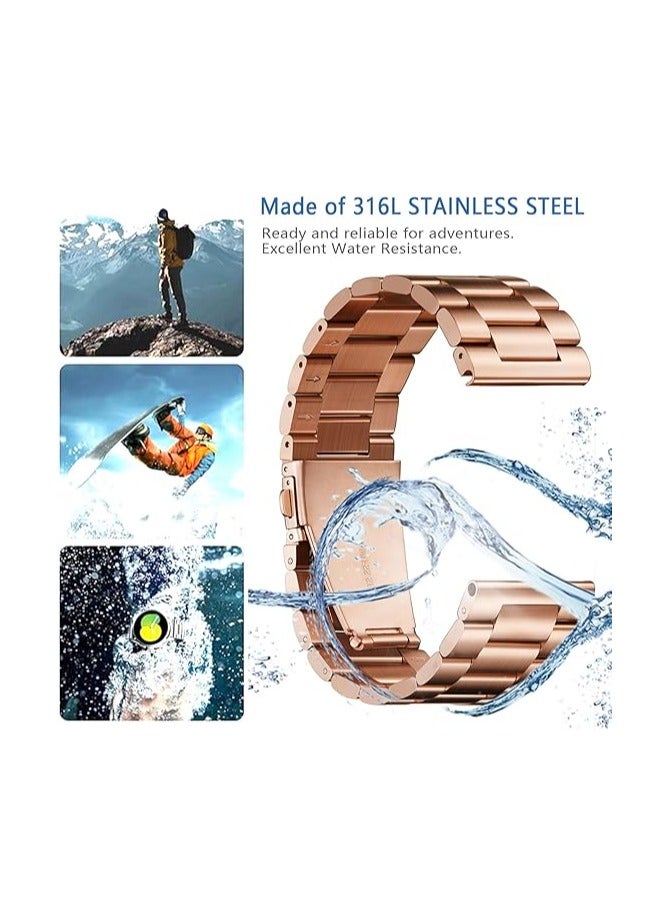 Solid Metal Watch Band for Watch 8/SE ,42/44/45/46/49mm Bands, Classical Stainless Steel No Gap Curved End Watch Strap with Butterfly Buckle Replacement Bracelet for Women Men -Rose Gold - Image 4