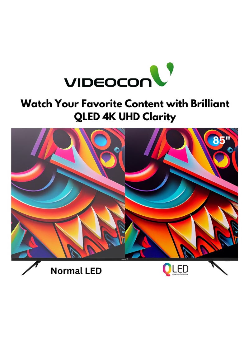 VIDEOCON 85 inch Edgeless QLED 4K UHD Official Google TV with "Hey Google" Voice Remote, A+ Grade Panel, Bluetooth, Dolby Audio, Chromecast Buit-in Latest Model E85QLGT1100 Black - Image 5