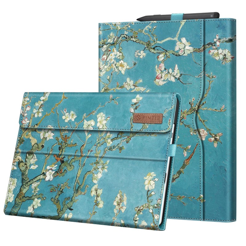 Fintie Case for 13 Inch Microsoft Surface Pro 11/10/9 - Multiple Angle Viewing Portfolio Business Cover with Pocket & Stylus Holder, Compatible with Type Cover Keyboard, Blossom - Image 1
