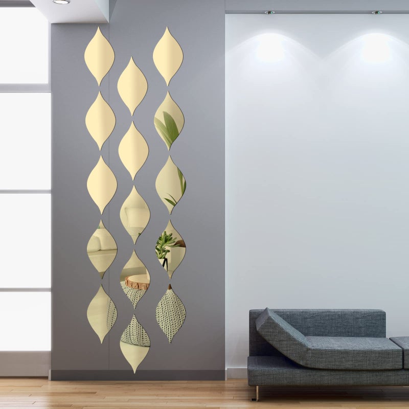 Amyhill Amyhill 15 Pack Teardop Mirror Stickers Wall Decor Wavy Mirror Wall Stickers Removable Acrylic 3D DIY Decals Art for Living Room Bathroom Home Decorations