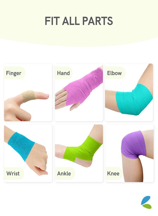 FriCARE Self Adhesive Bandage Wrap, Medical Tape in First Aid Kit, Cohesive Bandages for Wounds Sport Vet, 2 Inches X 5 Yards 6 Rolls, Rainbow - Image 5