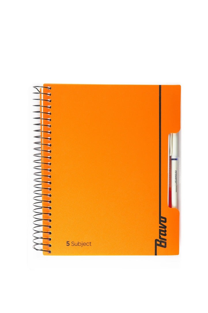Bravo New Bravo Notebook - Orange Color -  5 Subjects