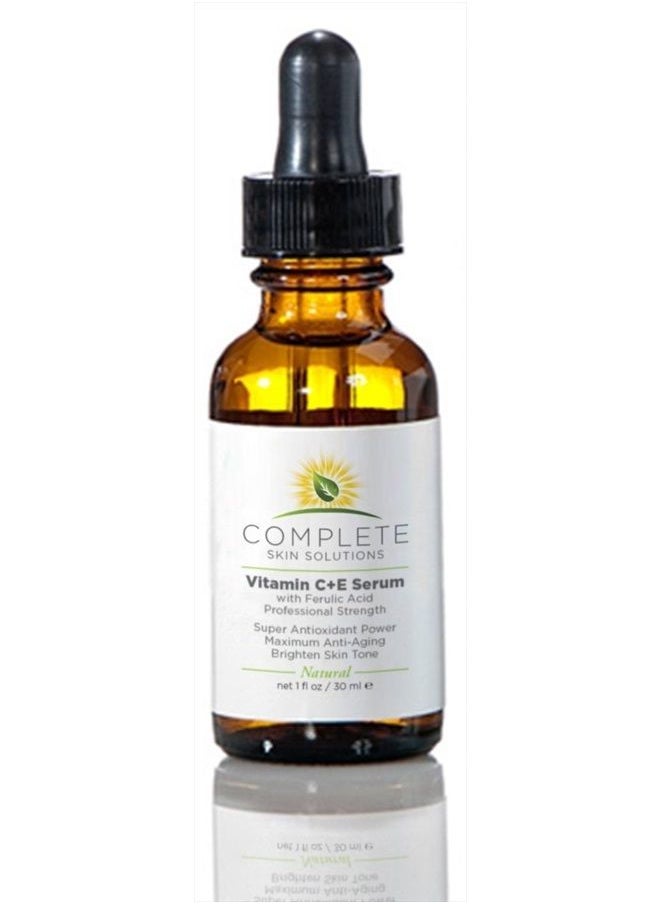Complete Skin Solutions - Natural Vitamin CE Serum - 1 oz With Ferulic,Hyaluronic Acid, Vitamin C 15% - Wrinkles, Anti-Aging, Photo Protection On The Skin's Surface Made In USA - Image 1