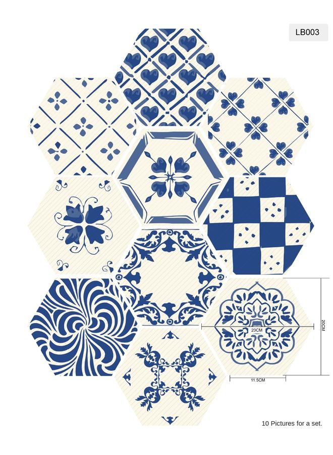 Wholesale Bathroom Kitchen Wall Stickers Non-slip Six Sides Floor Stickers Hexagonal Tile Stickers Style Summary LB001-040 - Image 1