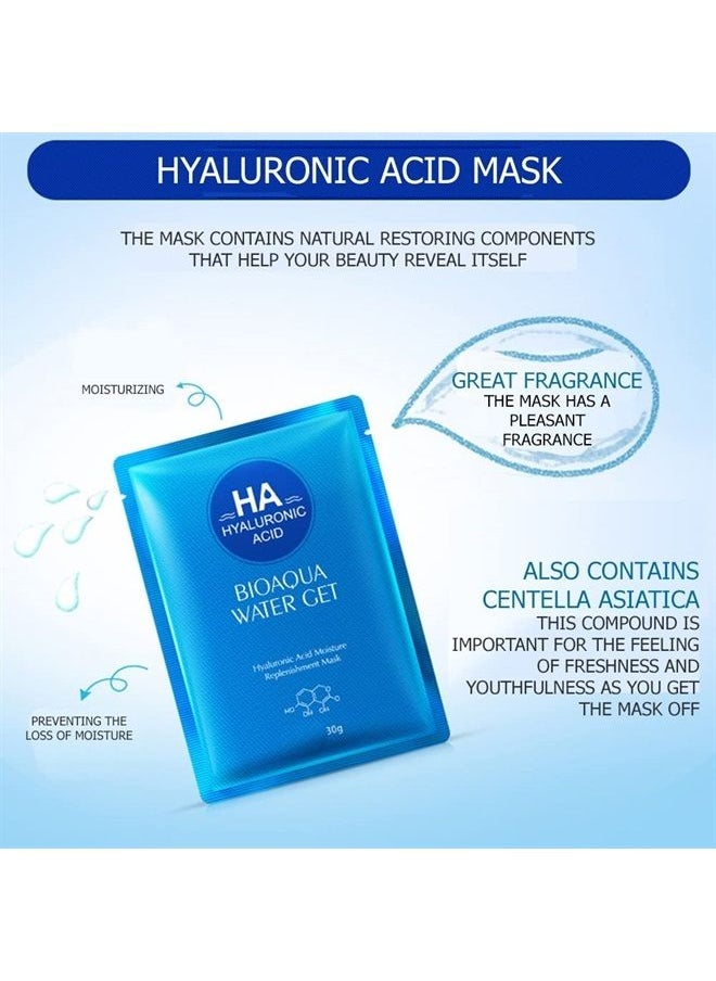 BIOAQUA Hyaluronic Acid Moisturizing Replenishment Facial Mask HA Reduces Acne Deep Cleanse 30g (5 Pack)  - Image 5