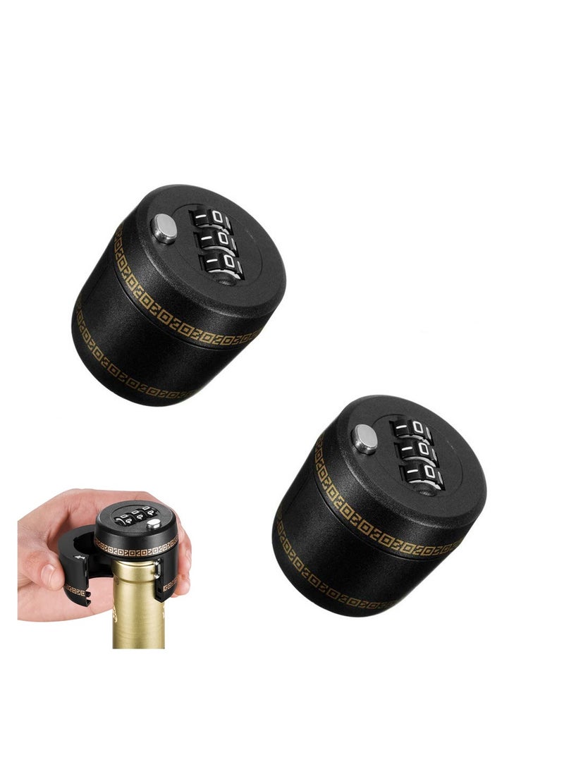 SYOSI 2Pcs Liquor Bottle Lock, Combination Password Code Lock, Liquor Cap Digital Lock For Liquor Bottle Champagne Bottle Vacuum Picks Stopper Conservation (Product inner diameter: 28mm)  - Image 1