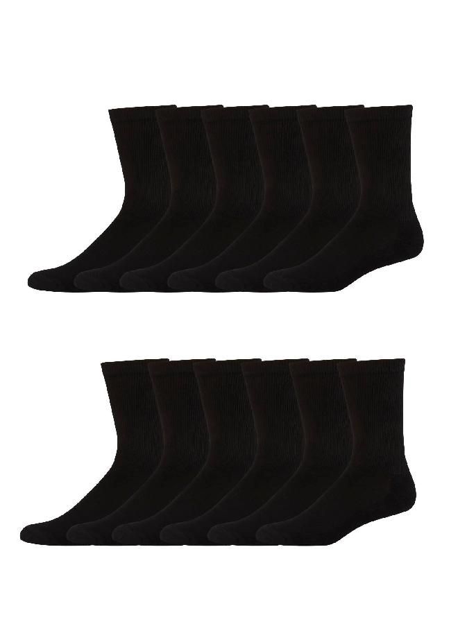 Hanes Hanes mens X-temp Cushioned Crew 12-pair Pack, Available in Big & Tall Casual Sock, Black, 12 14 US  - Image 1
